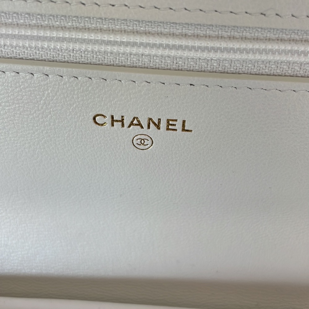Chanel 22p rare wallet on chain crossbody bag multi color pastel white pink - Picture 8 of 11